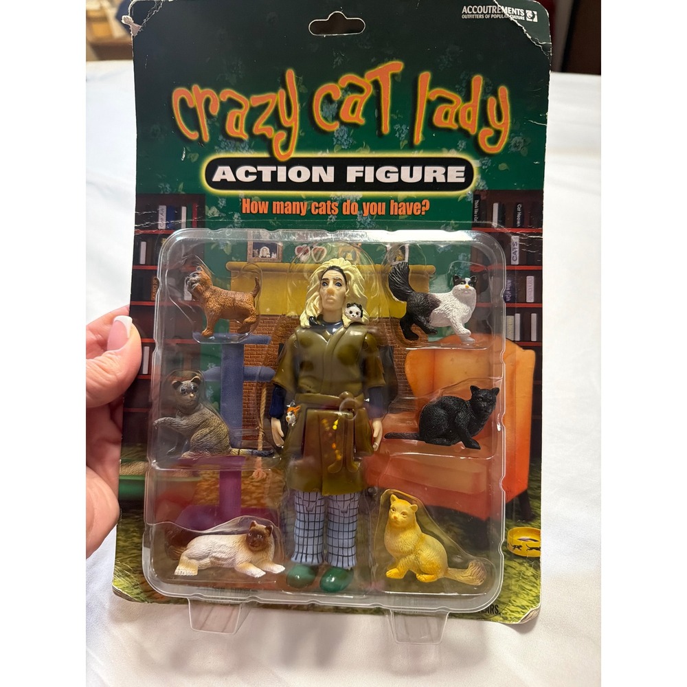 Accoutrements Crazy Cat Lady Action Figure Set with 6 Cats Novelty Toy 11377